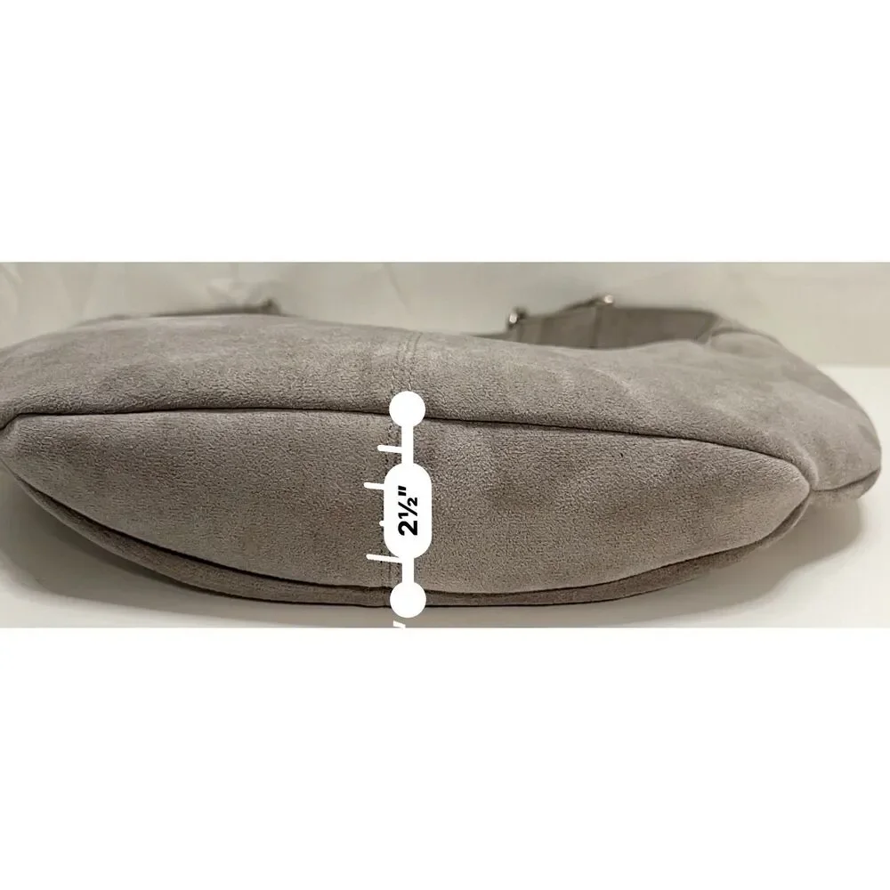 NWT ah.dorned grey vegan suede hobo bag